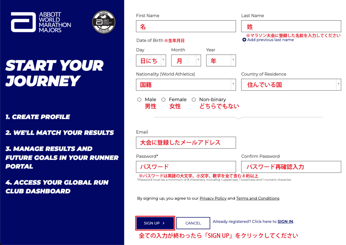 記入例の画面
